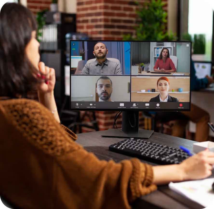 Team member in video conference